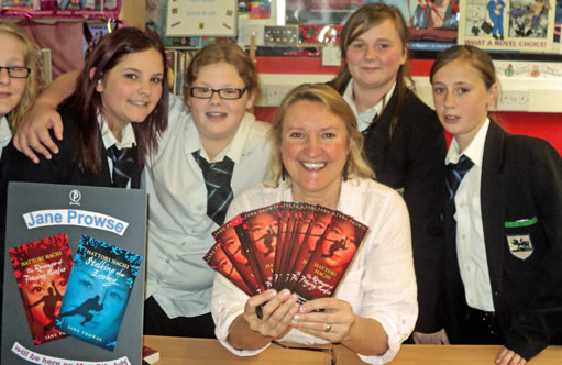 Students from Rock Ferry School with Jane Prowse
